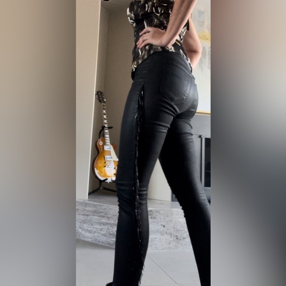 J brand x Halpern special edition Maria black fringe stellar jeans, size 27. - Picture 5 of 16
